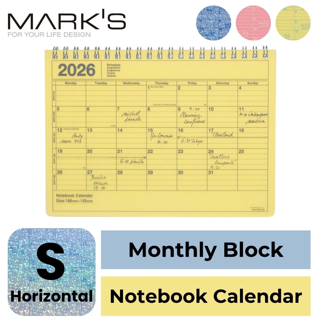 Mark's 2026 Notebook Calendar - S | Horizontal | Monthly Block