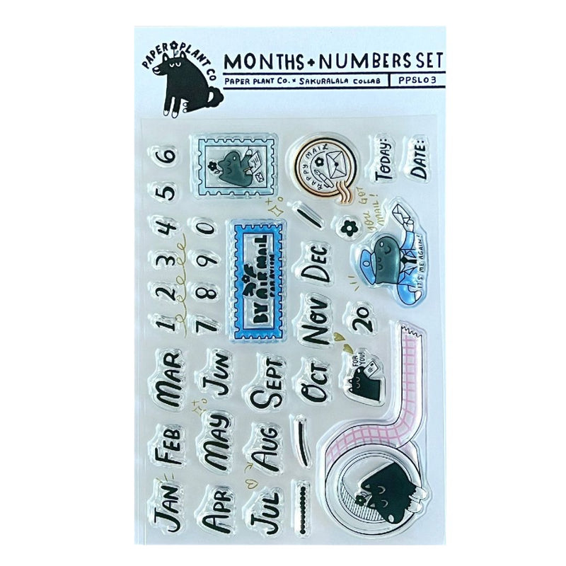 Sakuralala x Paper Plant Co Clear Stamps - Months + Numbers