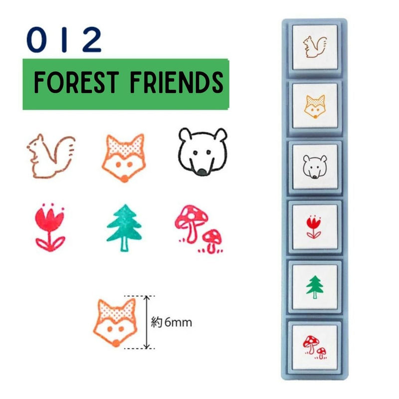 Kodomo No Kao Pochitto Pick! Push Button Stamp - Forest Friends