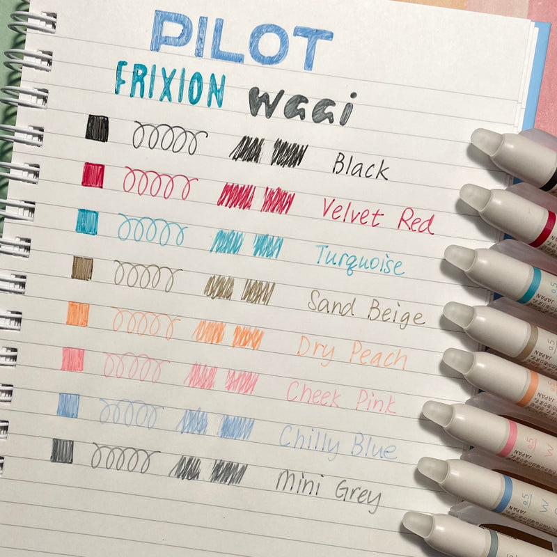 Pilot FriXion Waai Gel Ink Ballpoint Pens 0.5mm - 8 Colours