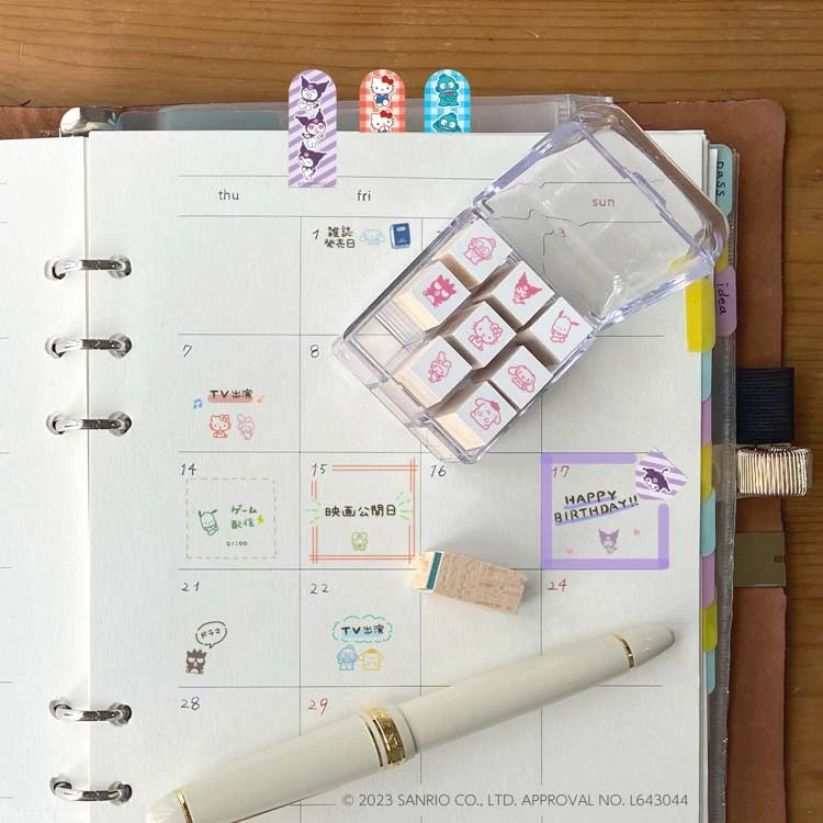 [Limited Edition] Beverly x Sanrio Check Stamp Set with Case - Sanrio Characters