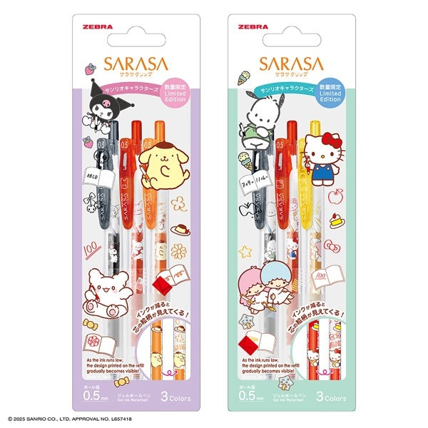 Sanrio x Zebra SARASA Clip 0.5mm Retractable Gel Pens