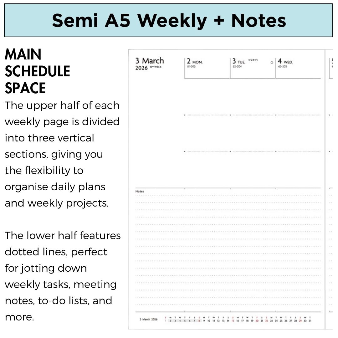 Mark's 2026 Planner Diary - Semi A5 | Weekly + Notes | EDiT Clear Pocket