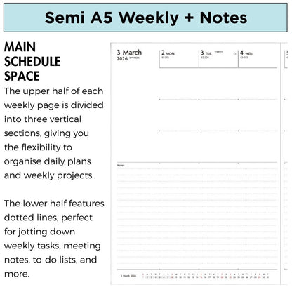 Mark's 2026 Planner Diary - Semi A5 | Weekly + Notes | EDiT Clear Pocket