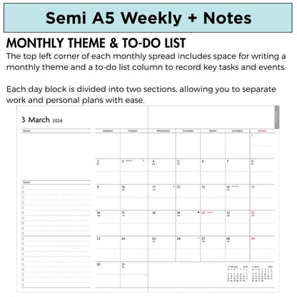 Mark's 2026 Planner Diary - Semi A5 | Weekly + Notes | EDiT Clear Pocket