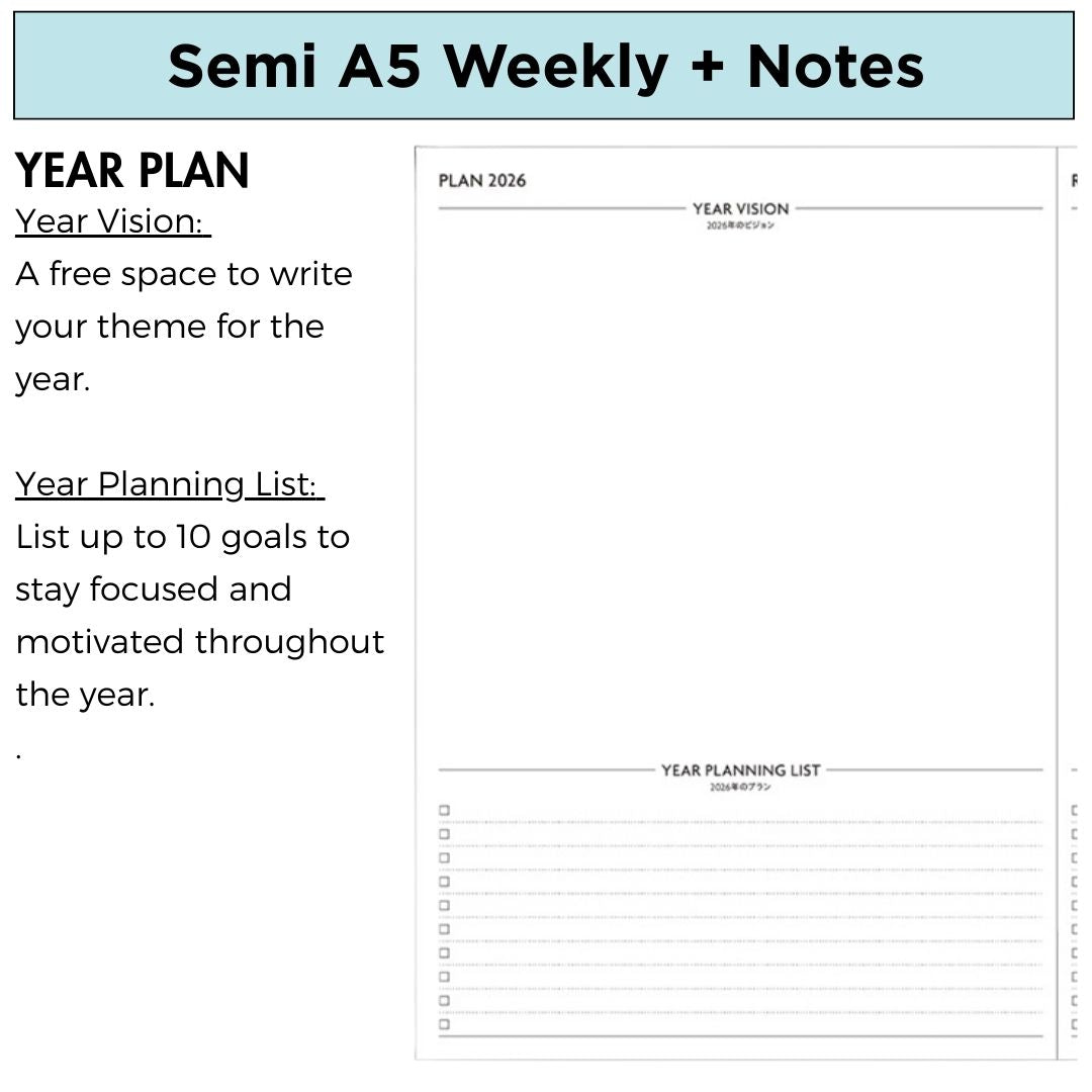 Mark's 2026 Planner Diary - Semi A5 | Weekly + Notes | EDiT Clear Pocket