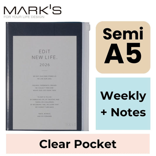 Mark's 2026 Planner Diary - Semi A5 | Weekly + Notes | EDiT Clear Pocket