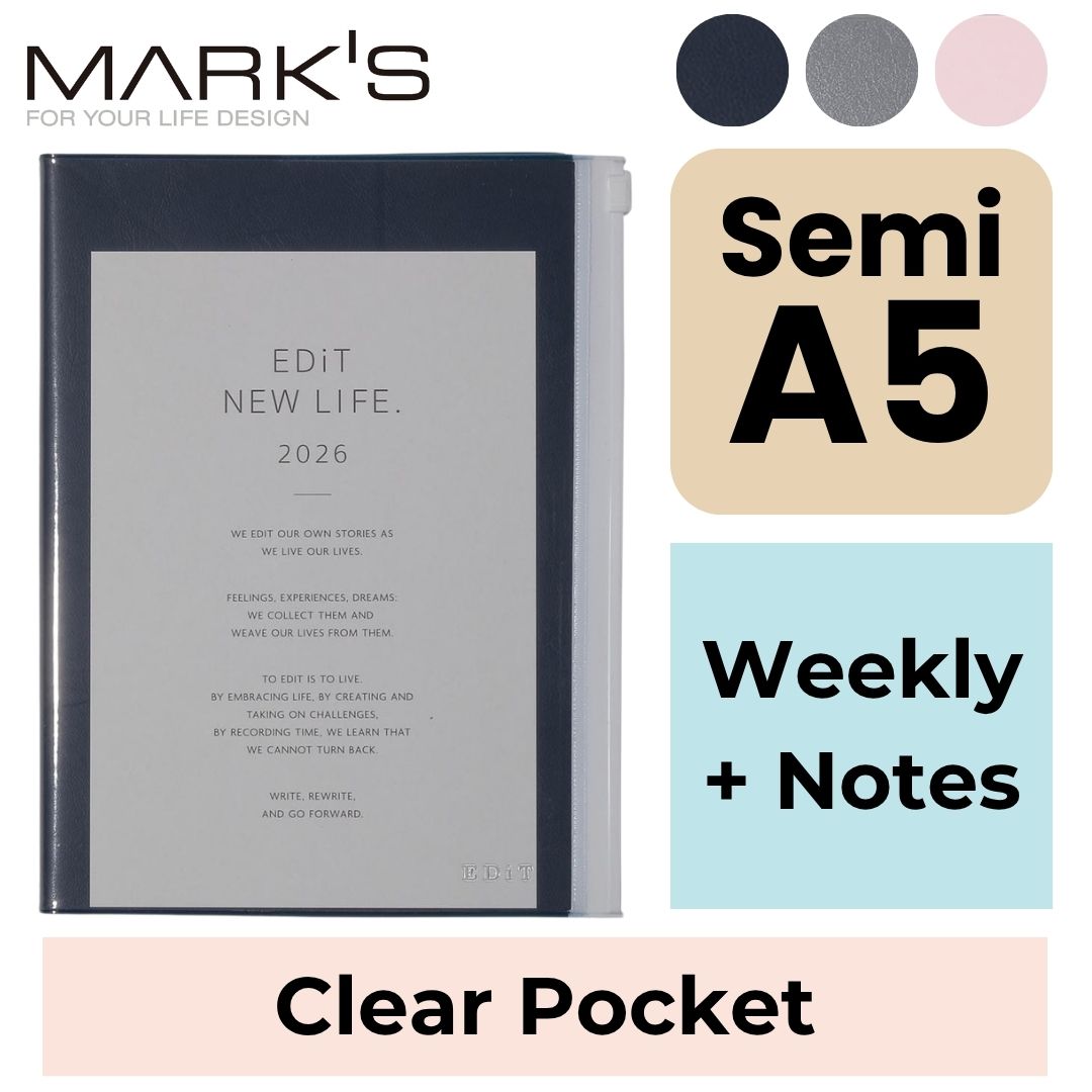 Mark's 2026 Planner Diary - Semi A5 | Weekly + Notes | EDiT Clear Pocket