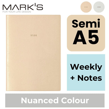 Mark's 2026 Planner Diary - Semi A5 | Weekly + Notes | EDiT Nuanced Colours