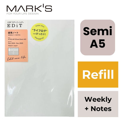 Mark's 2025 EDiT Semi A5 Weekly + Notes Planner Refill