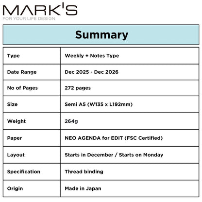Mark's 2026 Planner Diary - Semi A5 | Weekly + Notes | EDiT Nuanced Colours