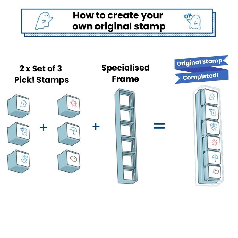 Kodomo No Kao Pochitto Pick! Push Button Stamp - Set of 3 | Ghost