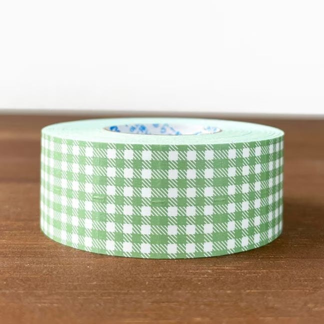 Stamp Marche Labeler Roll Sticker Sample - Gingham Check | Dusky Green ...