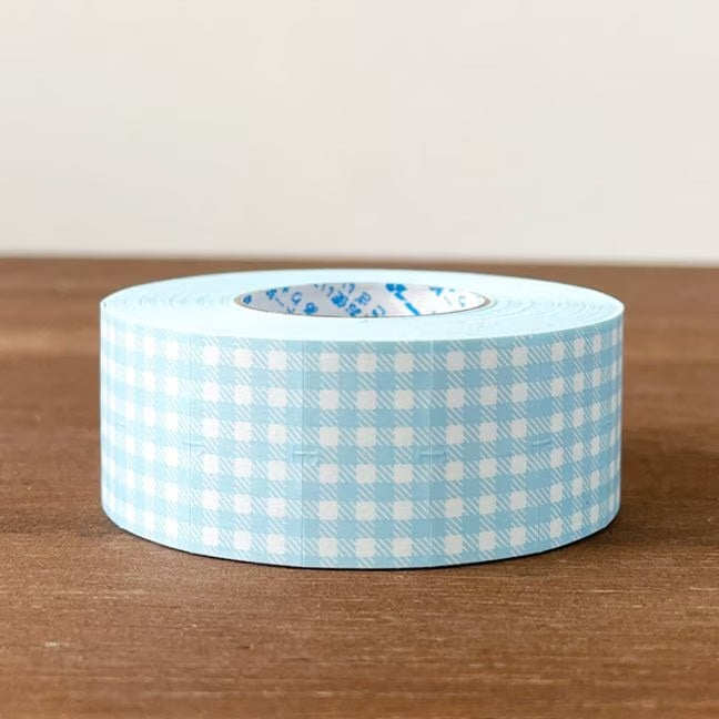 Stamp Marche Labeler Roll Sticker Sample - Gingham Check | Light Blue