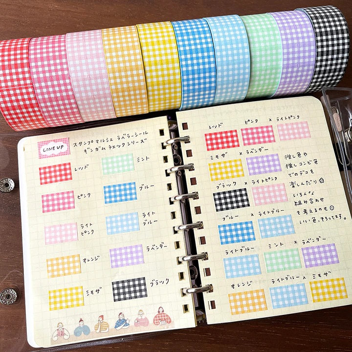 Stamp Marche Labeler Roll Sticker Sample - Gingham Check | Red