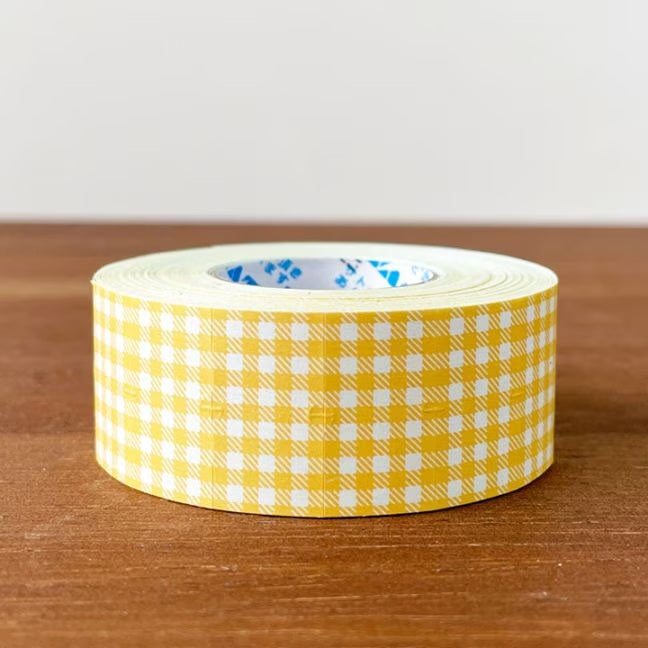 Stamp Marche Labeler Roll Sticker Sample - Gingham Check | Orange