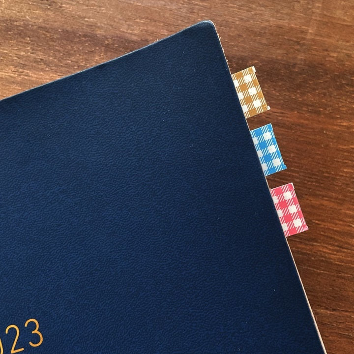 Stamp Marche Labeler Roll Sticker Sample - Gingham Check | Blue