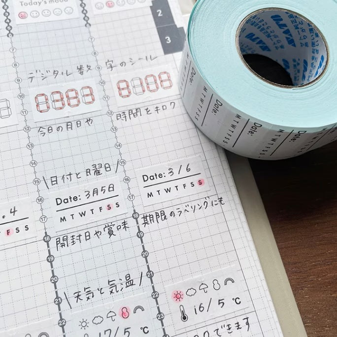 Stamp Marche Labeler Roll Sticker Sample - Date & Week