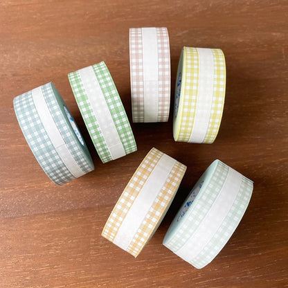 Stamp Marche Labeler Roll Sticker Sample - Gingham Check | Dusky Green