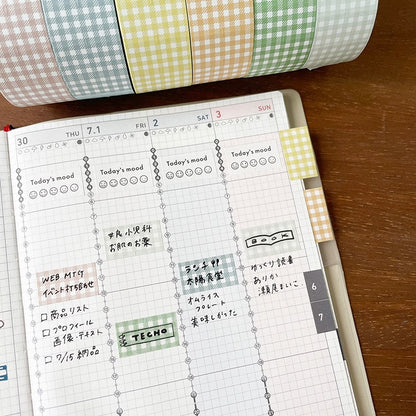 Stamp Marche Labeler Roll Sticker Sample - Gingham Check | Dusky Green