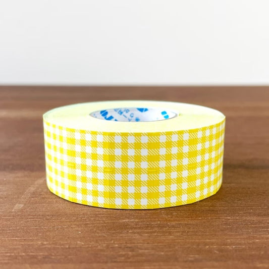 Stamp Marche Labeler Roll Sticker Sample - Gingham Check | Yellow