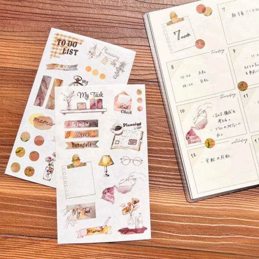 Pine Book Task Deco Tracing Paper Sticker - Beige