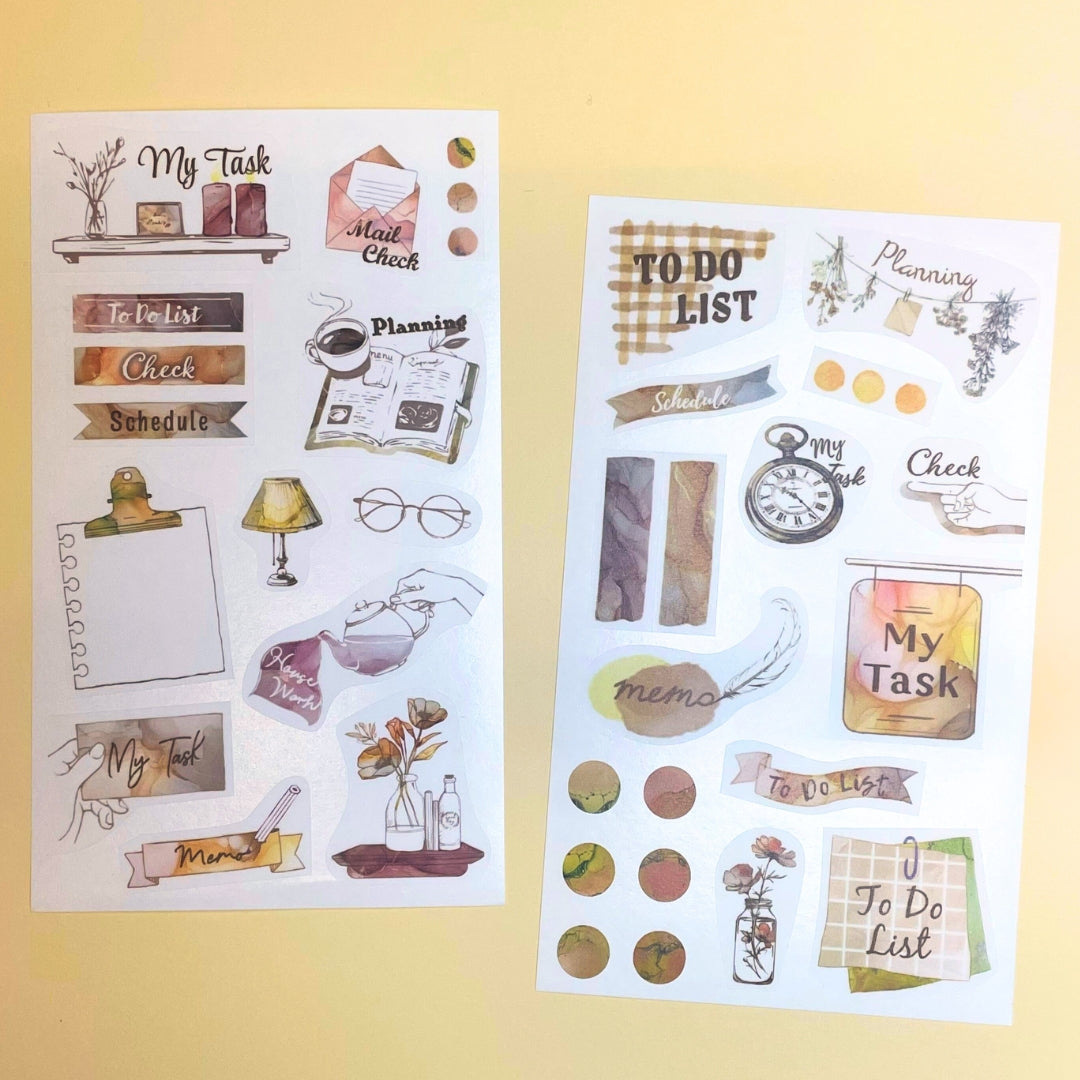 Pine Book Task Deco Tracing Paper Sticker - Beige