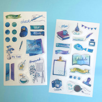 Pine Book Task Deco Tracing Paper Sticker - Blue