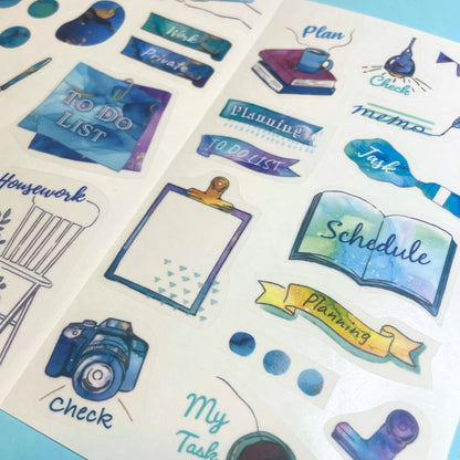 Pine Book Task Deco Tracing Paper Sticker - Blue