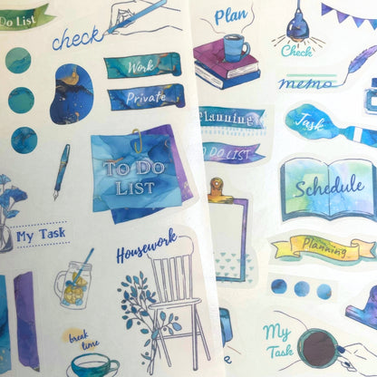 Pine Book Task Deco Tracing Paper Sticker - Blue