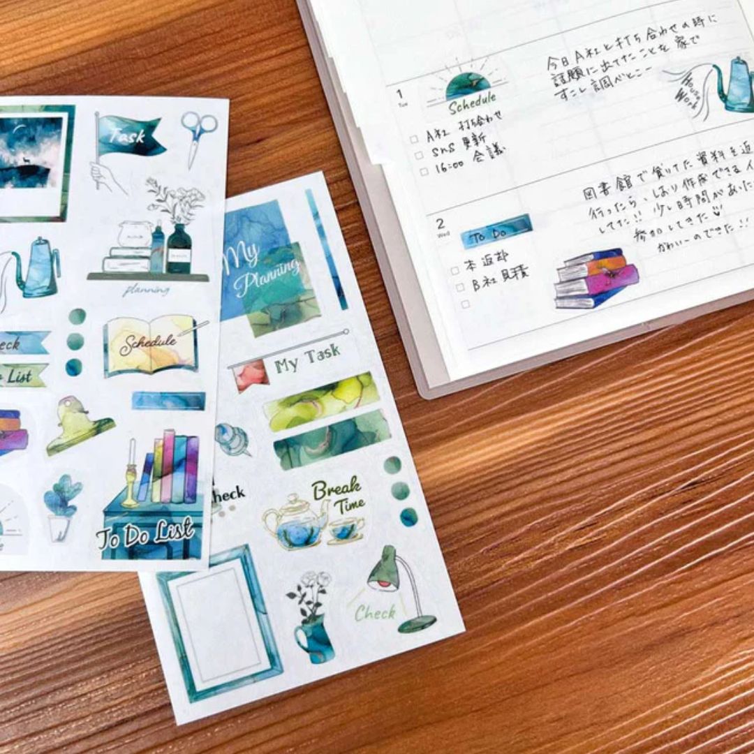 Pine Book Task Deco Tracing Paper Sticker - Green