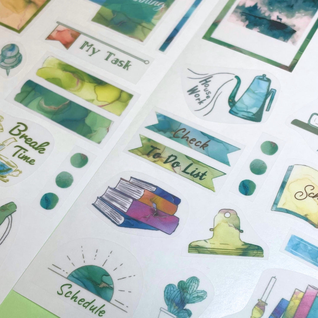 Pine Book Task Deco Tracing Paper Sticker - Green