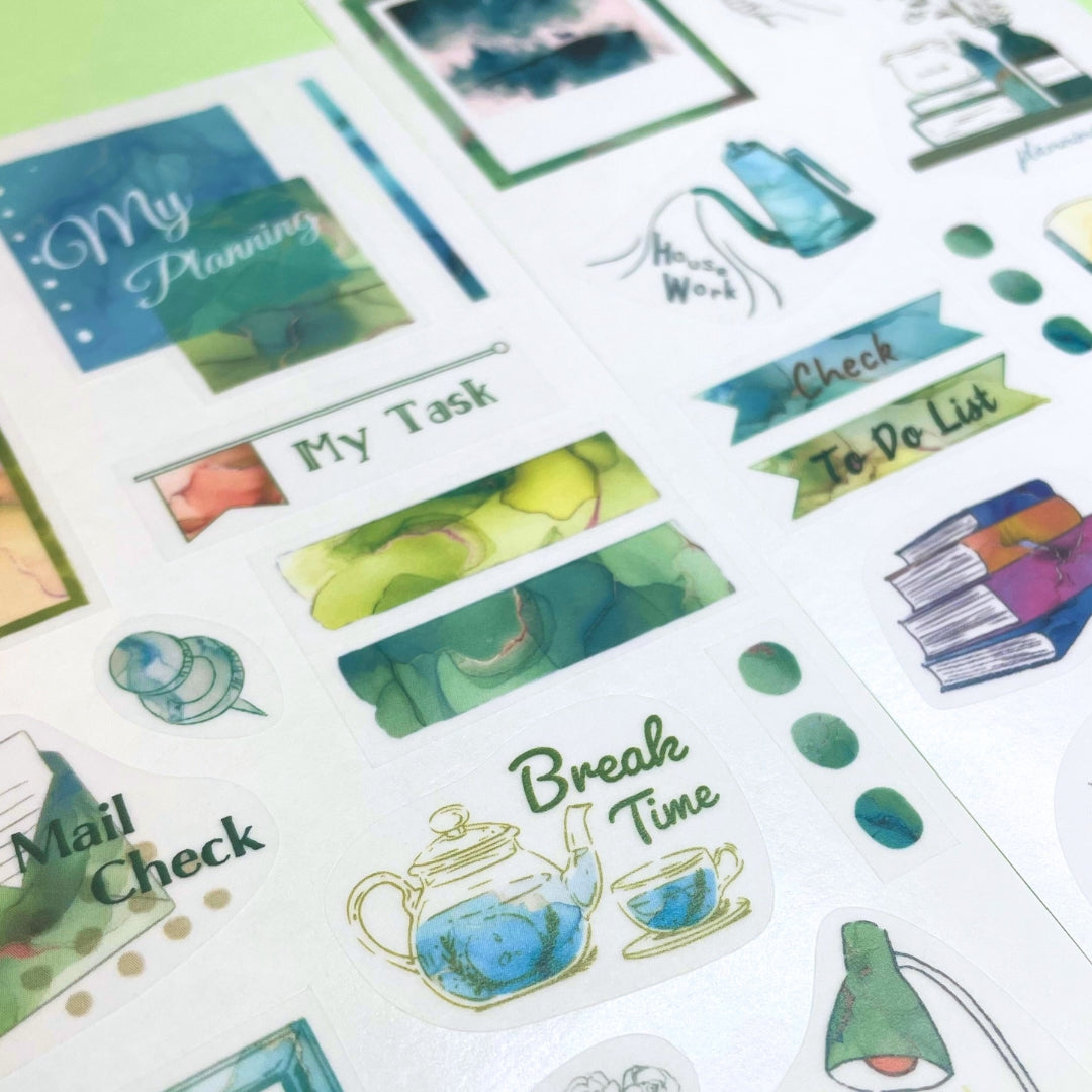 Pine Book Task Deco Tracing Paper Sticker - Green