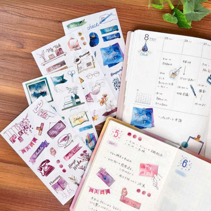 Pine Book Task Deco Tracing Paper Sticker - Blue