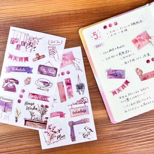 Pine Book Task Deco Tracing Paper Sticker - Pink