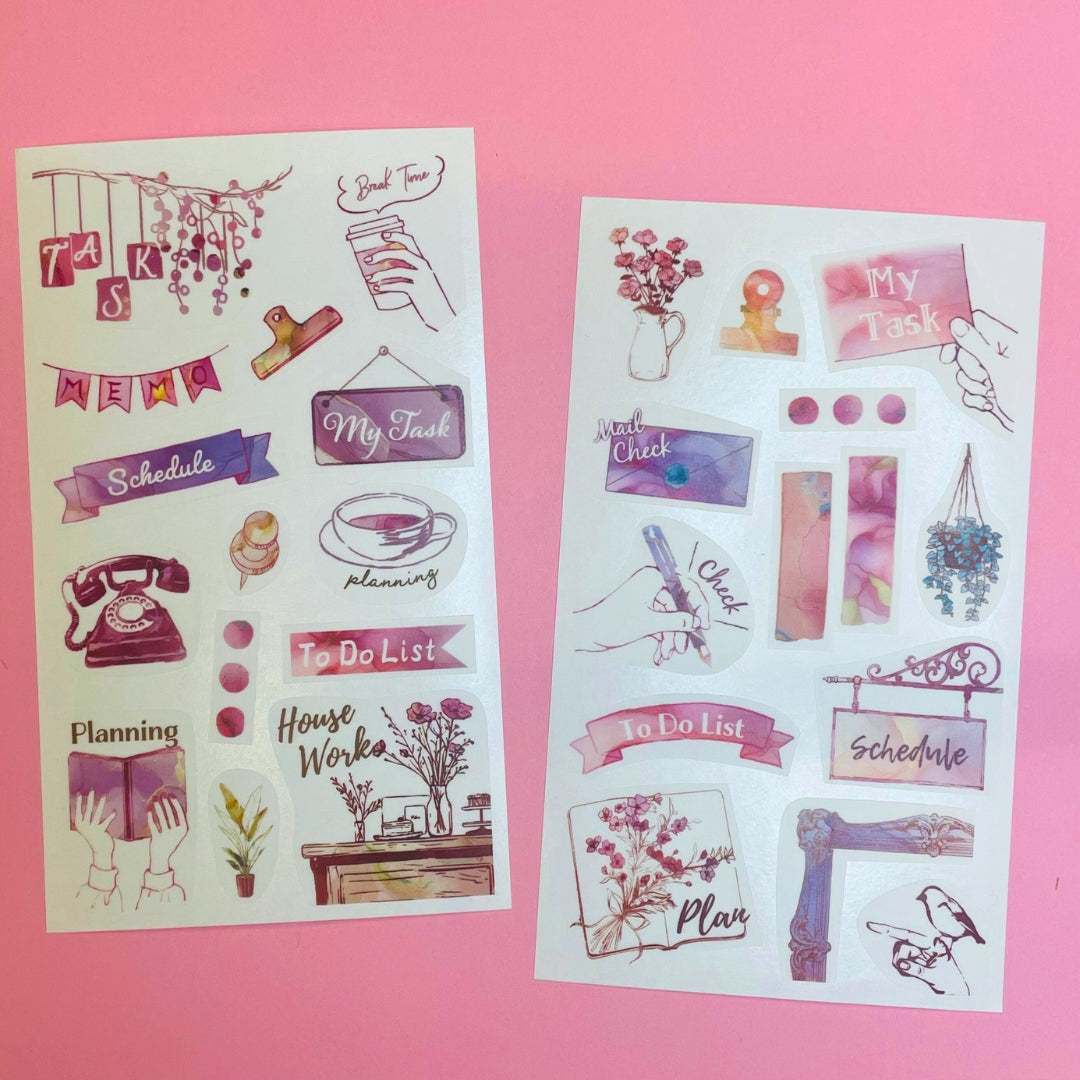 Pine Book Task Deco Tracing Paper Sticker - Pink