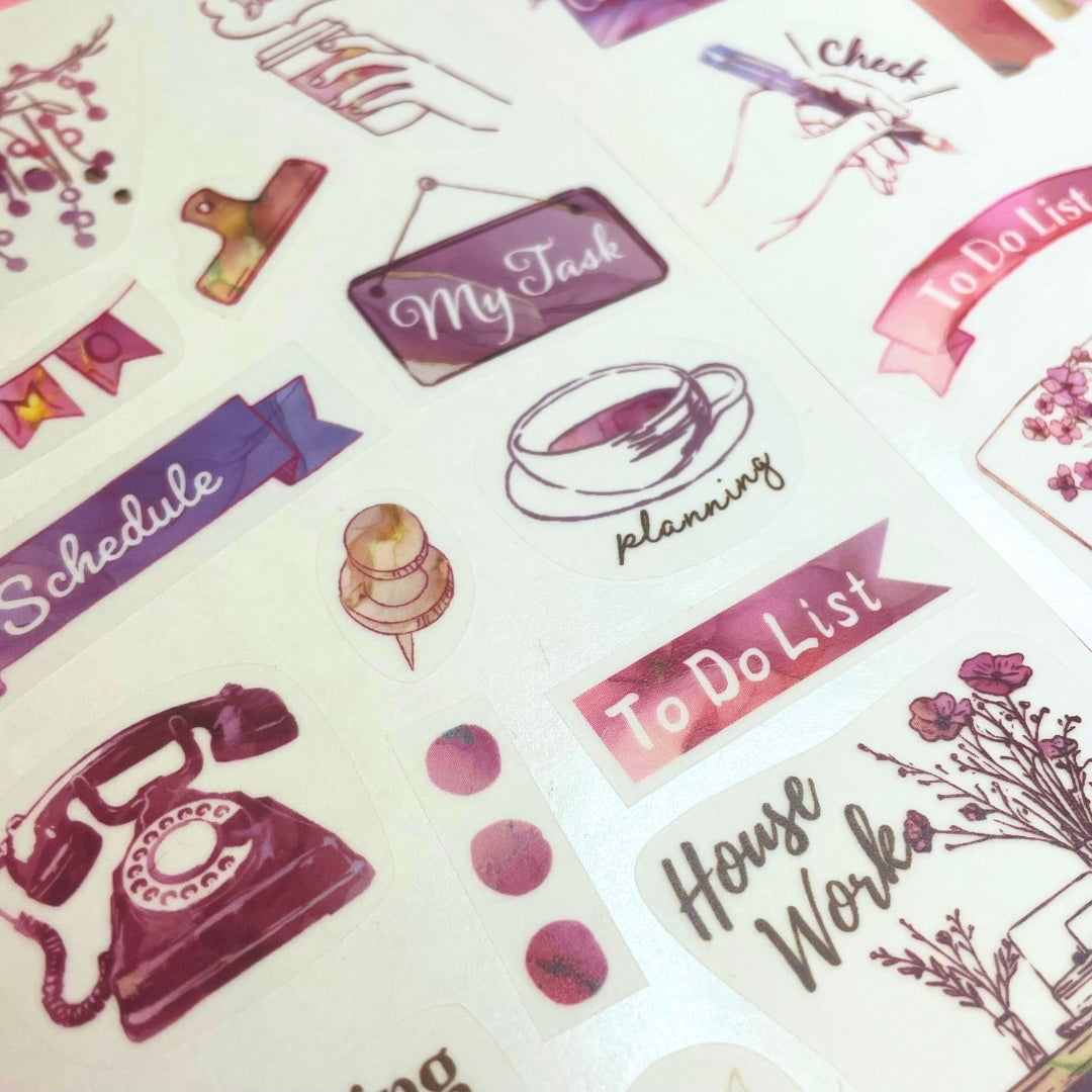Pine Book Task Deco Tracing Paper Sticker - Pink