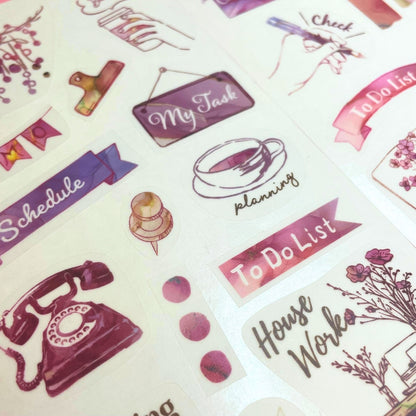 Pine Book Task Deco Tracing Paper Sticker - Pink