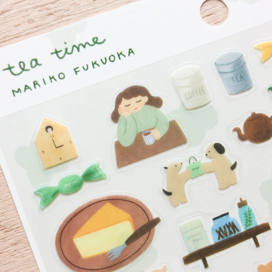 Cozyca Products x Mariko Fukuoka Clear Sticker - Tea Time
