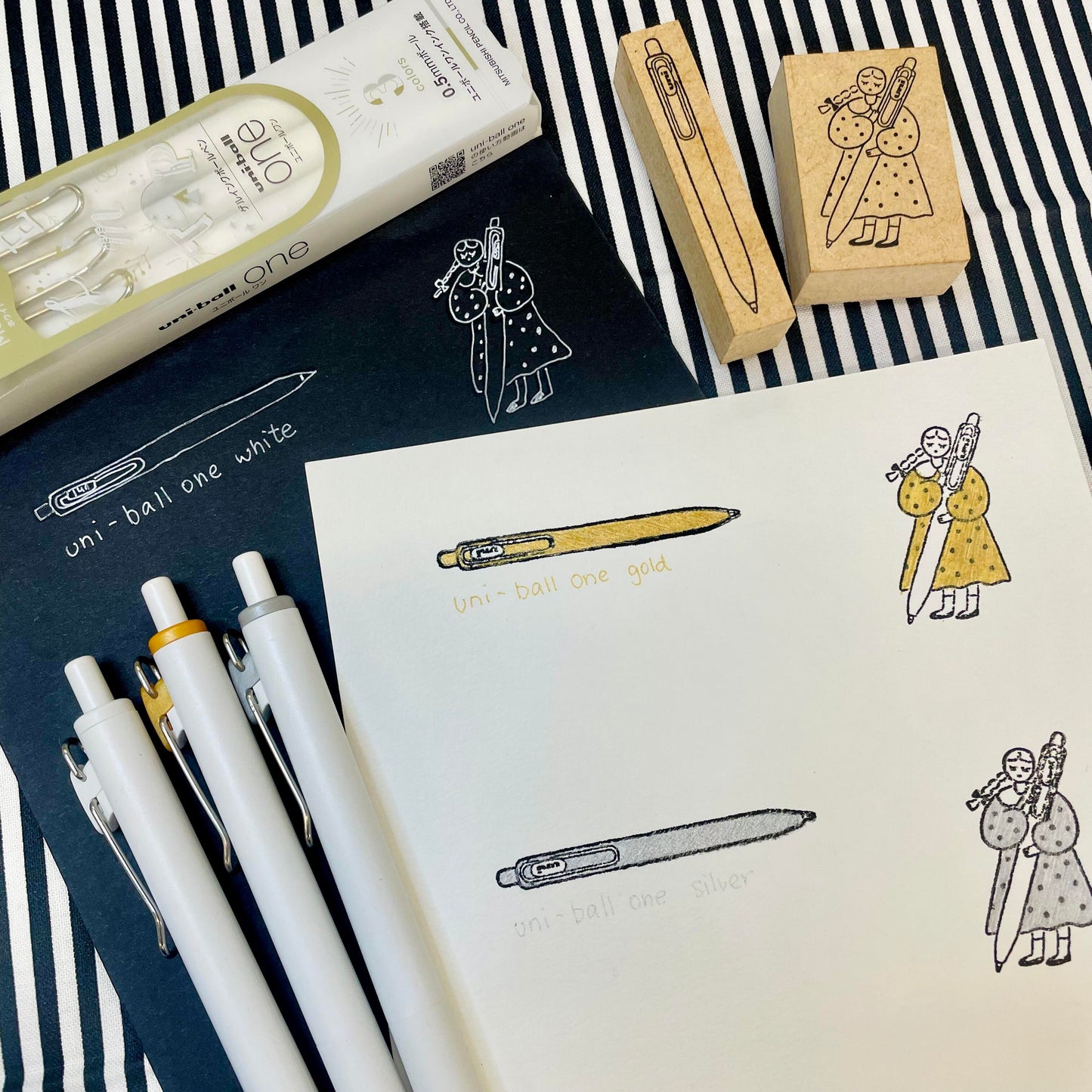 [Limited Edition] Uni-Ball One Ballpoint Pens 0.5mm - Metallic 3 Colour Set