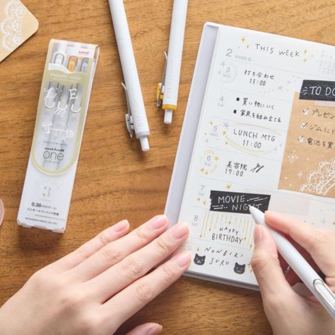 [Limited Edition] Uni-Ball One Ballpoint Pens 0.5mm - Metallic 3 Colour Set