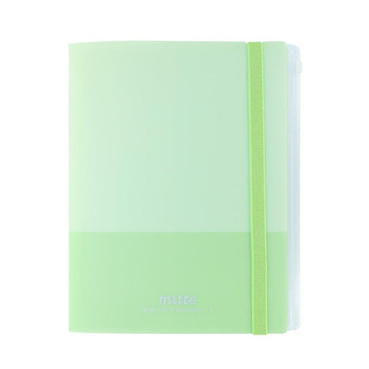 Sun-Star mitte A4 Clear Folder 5 Pockets + 1 Zipper Pocket - Leaf Green