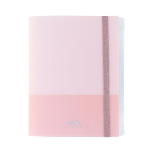 Sun-Star mitte A4 Clear Folder 5 Pockets + 1 Zipper Pocket -  Apricot Pink
