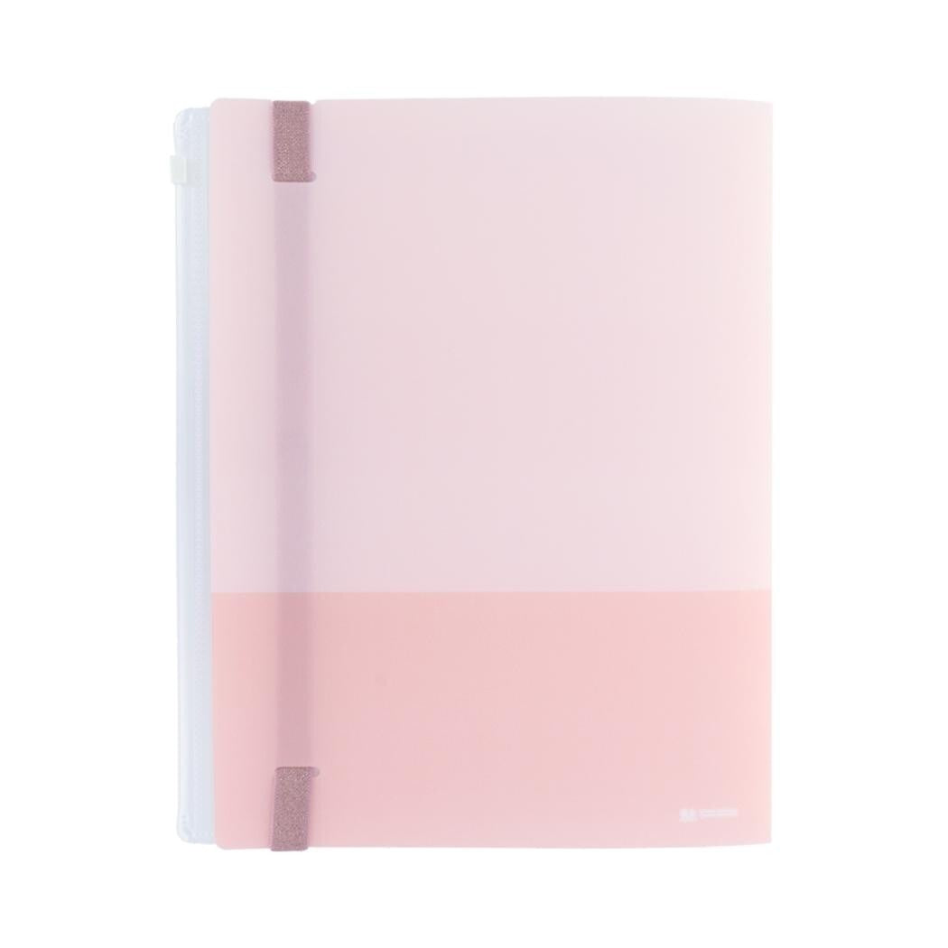 Sun-Star mitte A4 Clear Folder 5 Pockets + 1 Zipper Pocket -  Apricot Pink