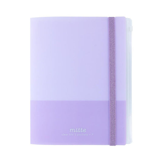 Sun-Star mitte A4 Clear Folder 5 Pockets + 1 Zipper Pocket - Lavender