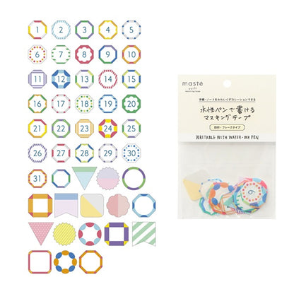 Mark's Masté Writable Masking Flake Seal - Simple Frame with Dates