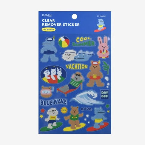 Dailylike My Buddy Clear Remover Sticker - 03 Vacation