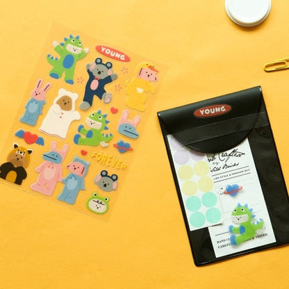 Dailylike My Buddy Clear Remover Sticker - 04 Animal Pajama