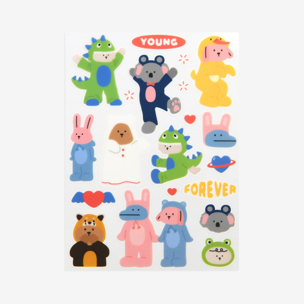 Dailylike My Buddy Clear Remover Sticker - 04 Animal Pajama
