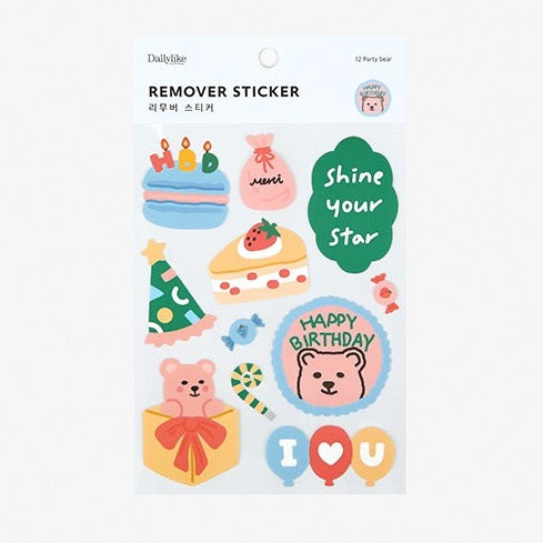 Dailylike Remover Sticker - 12 Party Bear